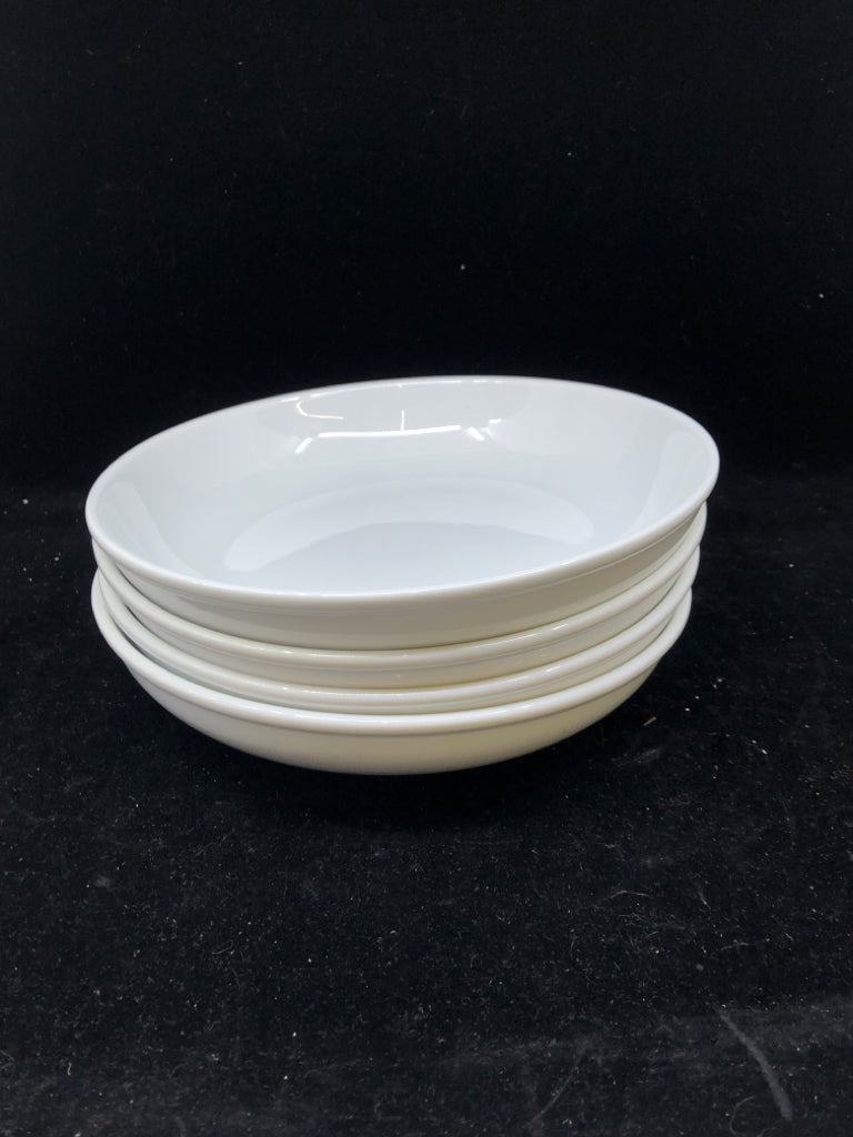 4 WHITE DINNER BOWLS.