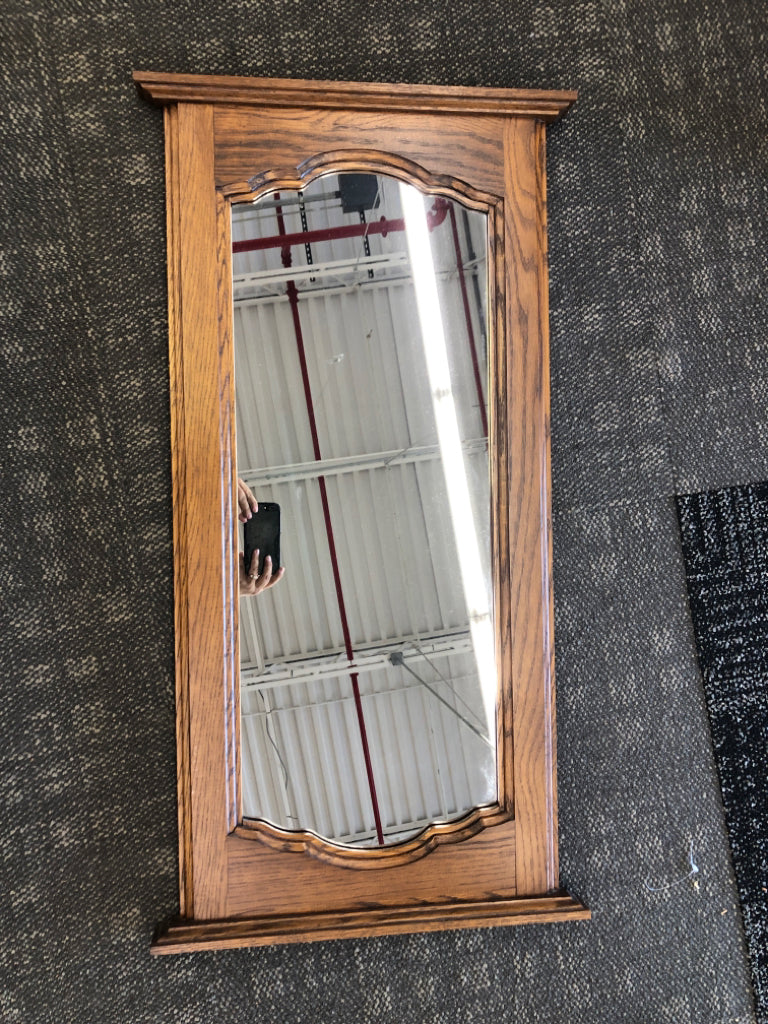 2pc WOOD CONSOLE TABLE + WALL MIRROR.