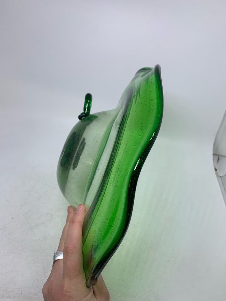 HEAVY BLOWN GLASS WALL HANGING BOWL W/ FLEUR-DE-LIS SYMBOL IN CENTER.