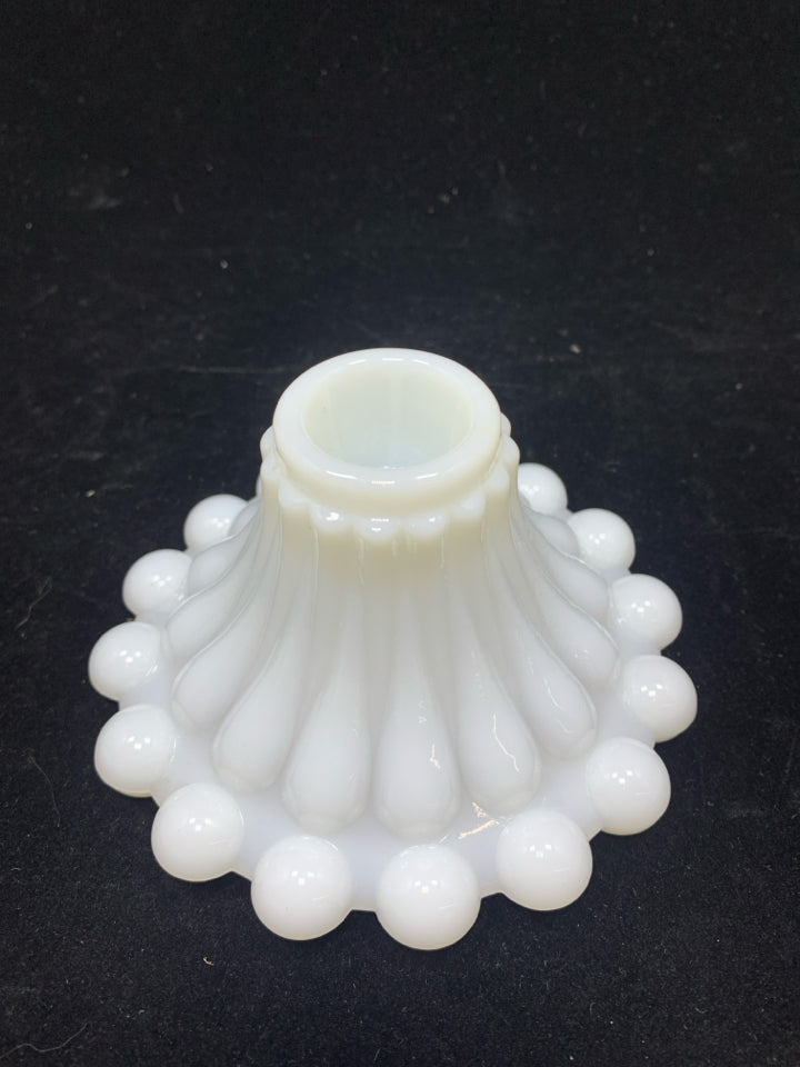 VTG BUBBLE MILK GLASS CANDLESTICK HOLDER.