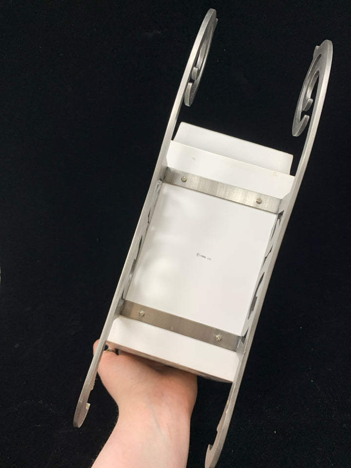 WHITE SLED W METAL BASE DECOR.