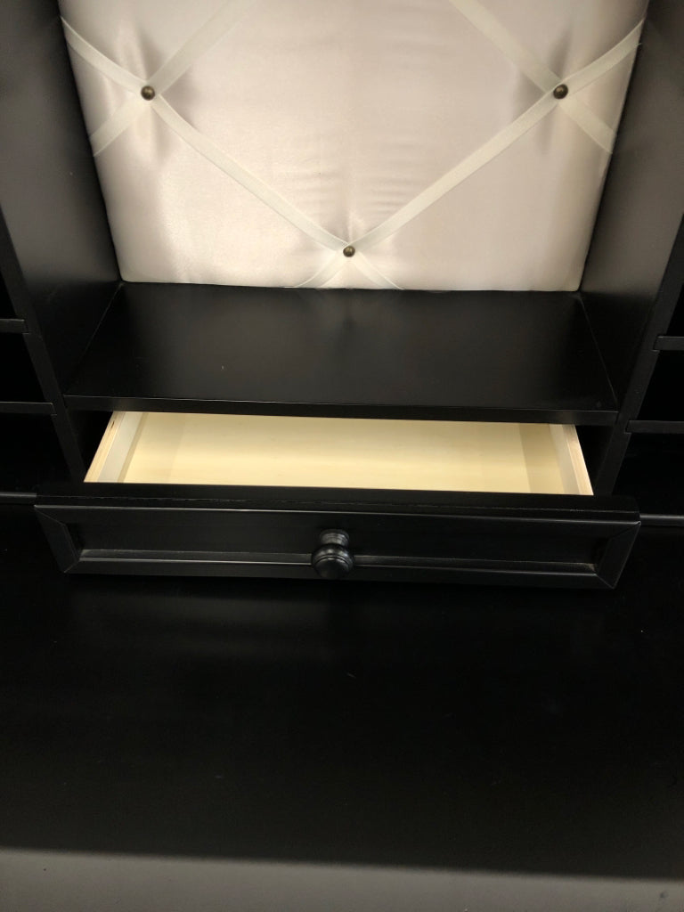 2PC BLACK WOOD DESK W/ SHELVES *MINOR WEAR.