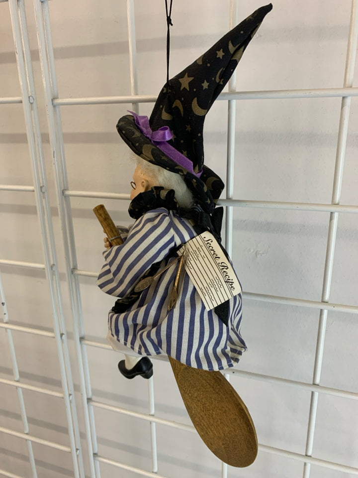 COOKING WITCH RIDING ON SPOON DECOR.