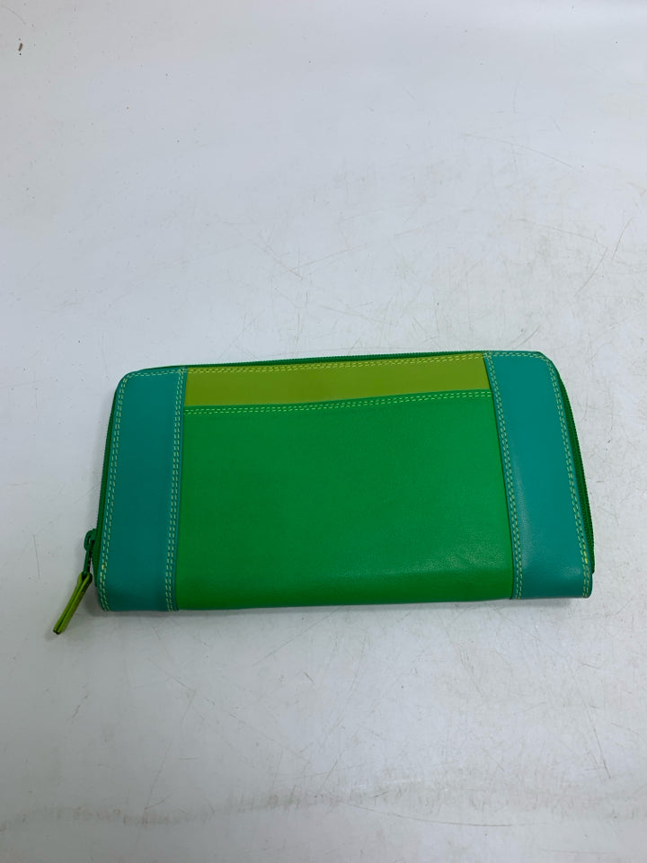 Large Multi-colored Greens Full Zip Leather My Walit