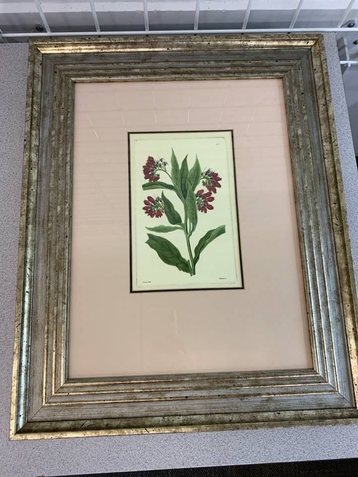 VTG "304" RED FLORAL ILLUSTRATION.