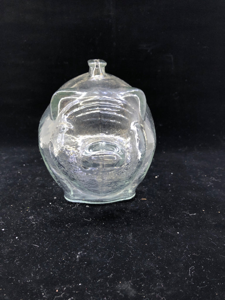 CLEAR GLASS PIGGY BANK.