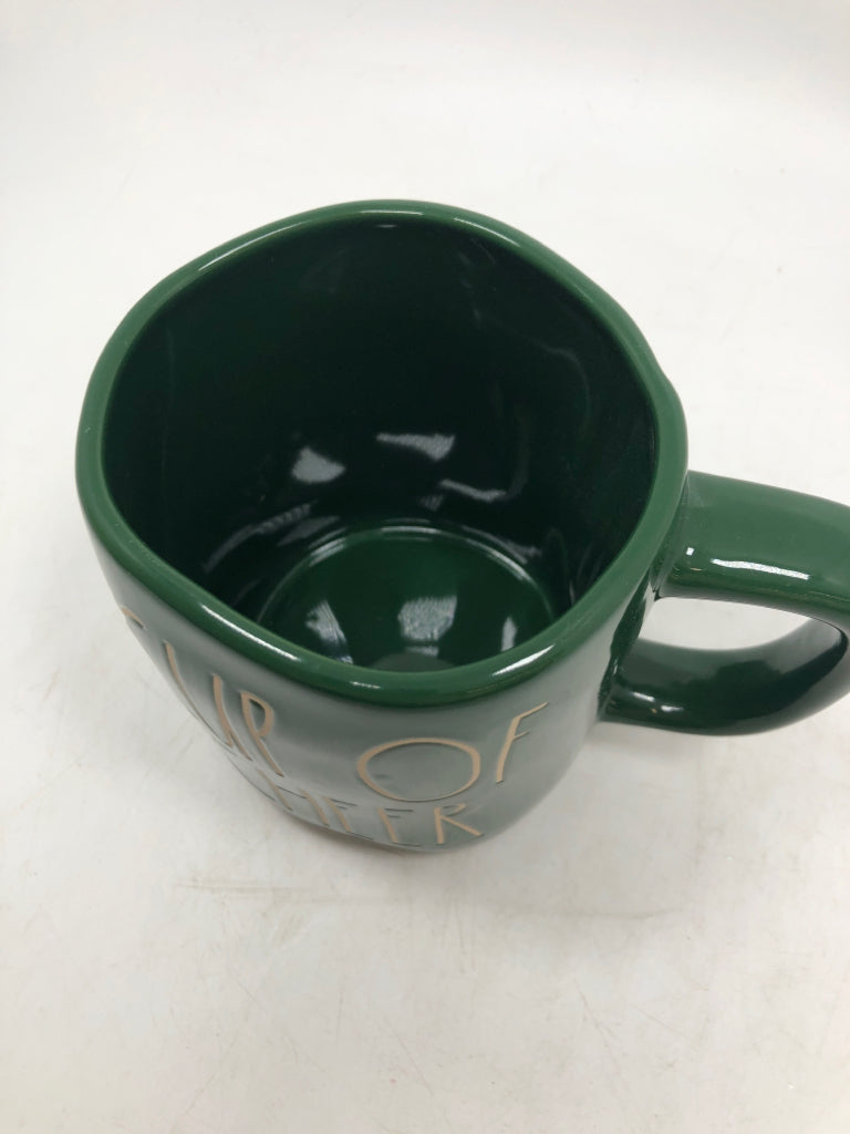 DARK GREEN RAE DUNN CUP OF CHEER.