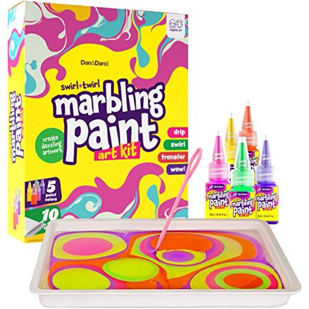Dan&Darci Marbling Paint Art Kit for Kids - Arts & Crafts Gifts for Girls & Boys