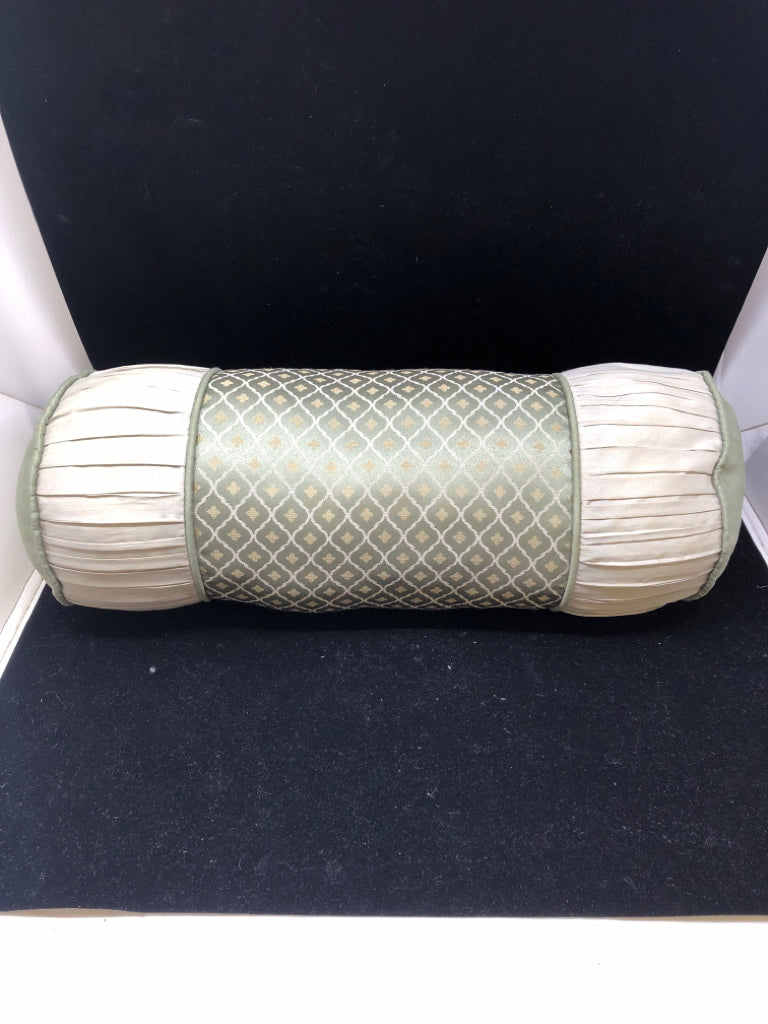 GREEN CYLINDER PILLOW.