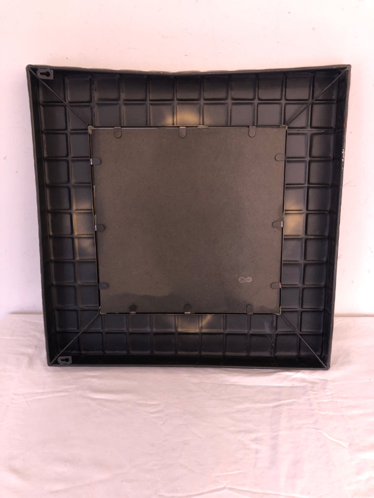 LARGE BROWN SQUARE MIRROR.