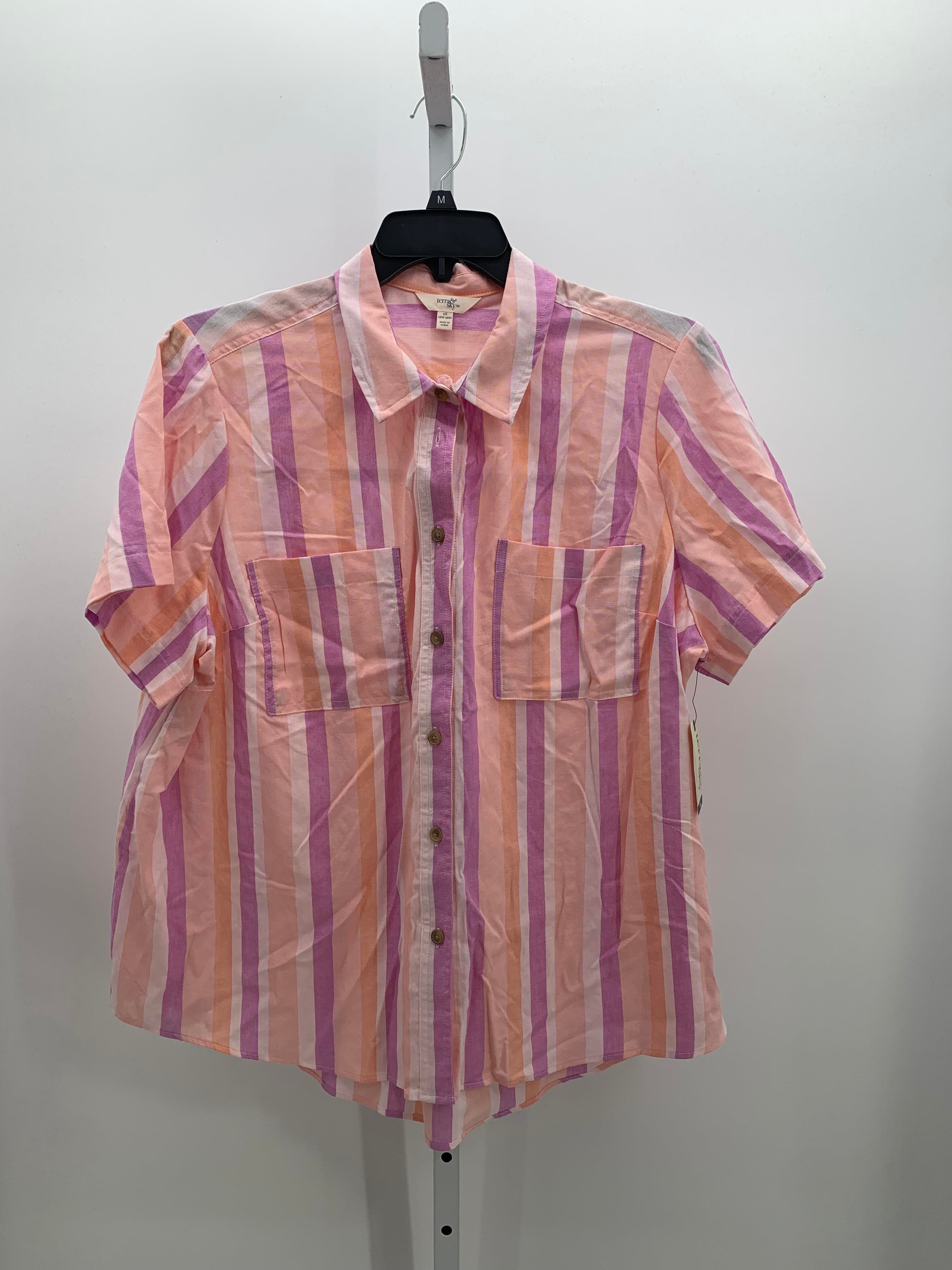 Terra & Sky Size 1X Womens Short Sleeve Shirt