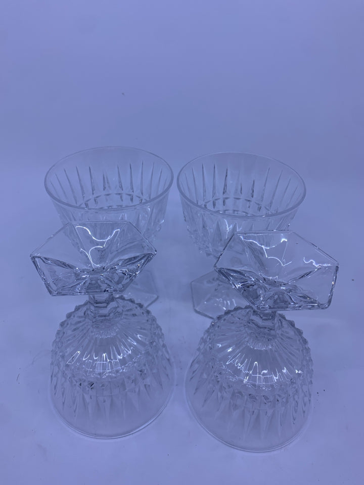 4 SHORT CUT GLASS FOOTED BOWLS.