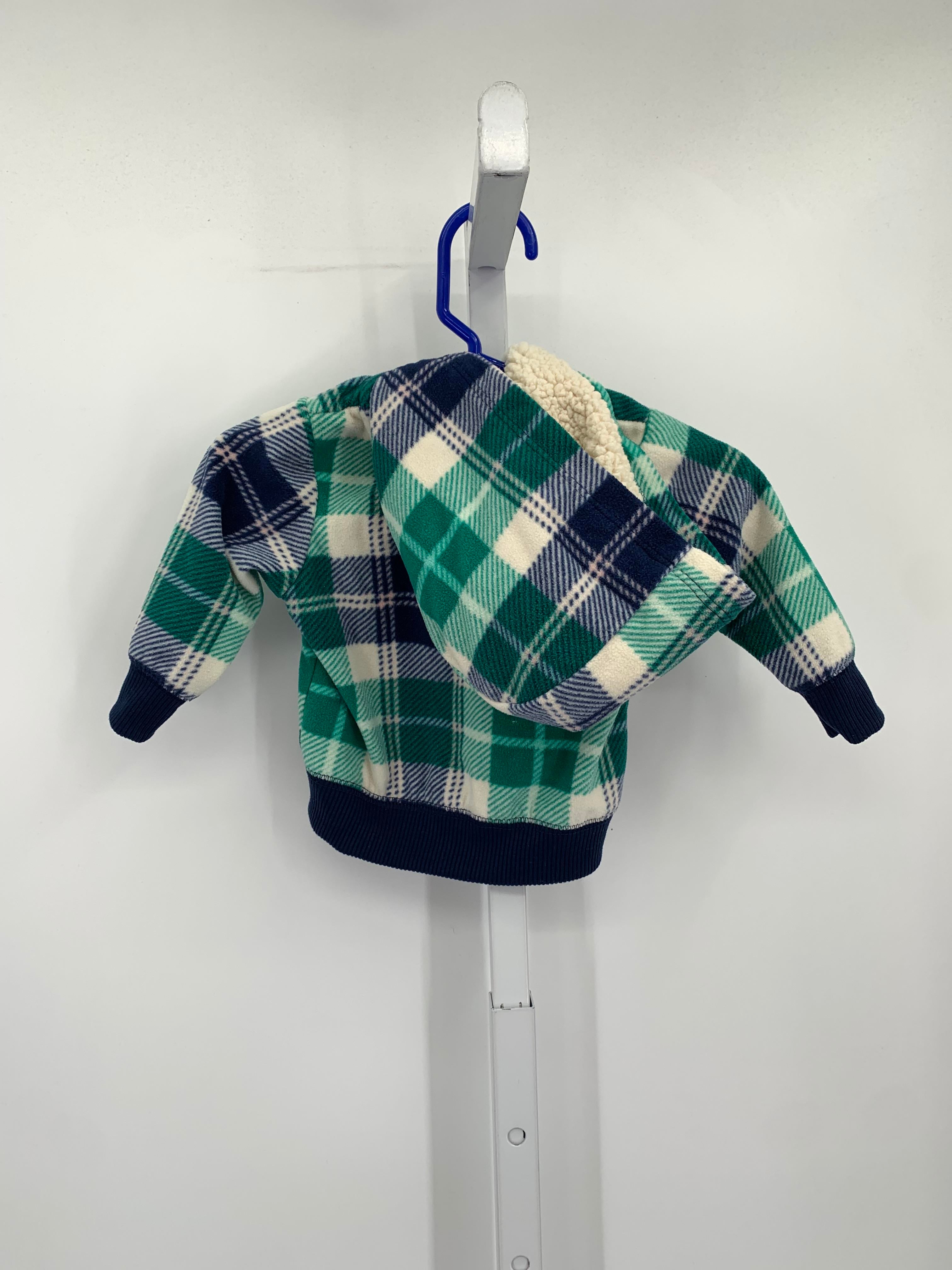 GREEN WHITE PLAID HOODED FLEECE