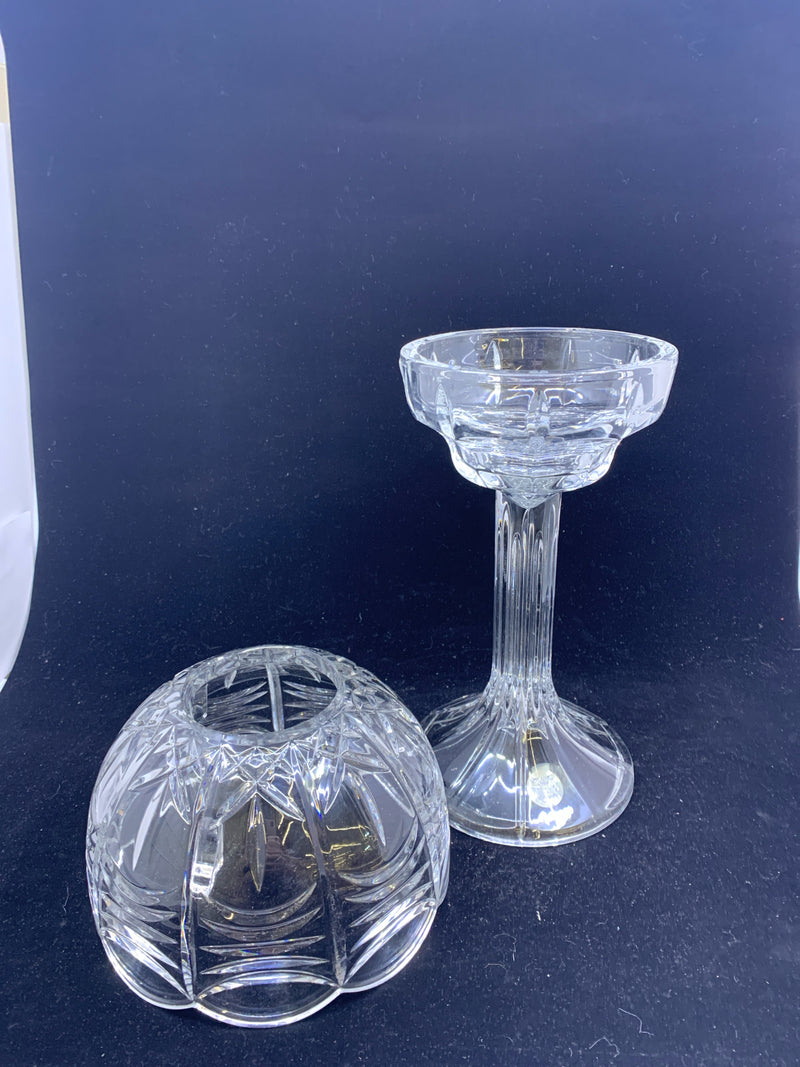 2 PC CRYSTAL CANDLE HOLDER.