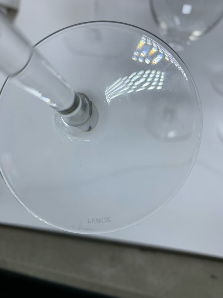 6 CRYSTAL PEARL PLATINUM WATER GOBLETS.