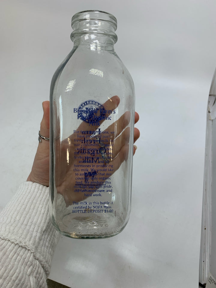 BOOKSIDE FARM EMPTY MILK BOTTLE.