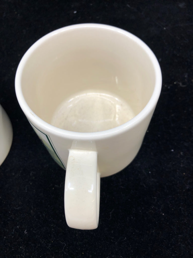 2 VTG MEN RIDING HORSES MUGS- KOREA.