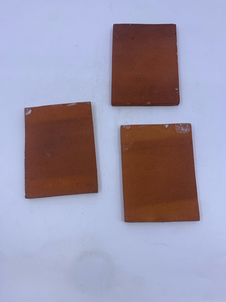 3 PC TERRA COTTA PAINTED TILES DECOR.