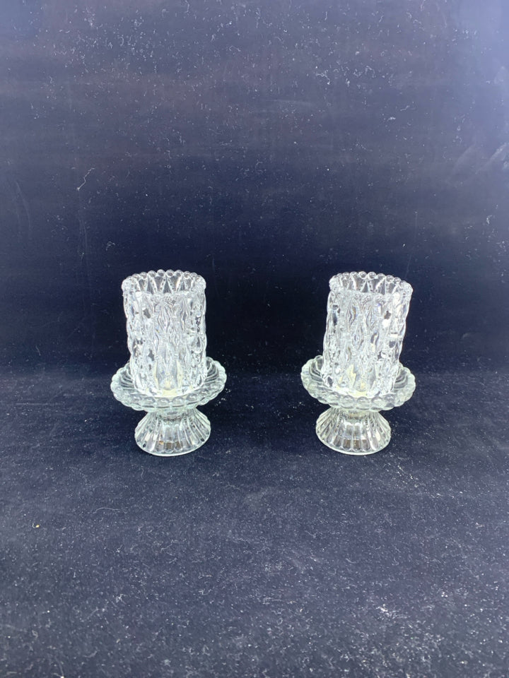 4 PC CRYSTAL VOTIVE CANDLE HOLDERS.