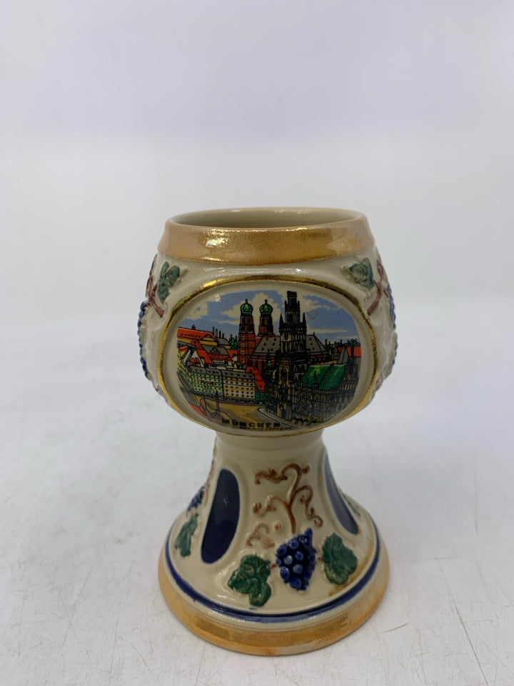 CERAMIC GERMAN FESTIVAL WINE GOBLET CHALICE GERZIT.