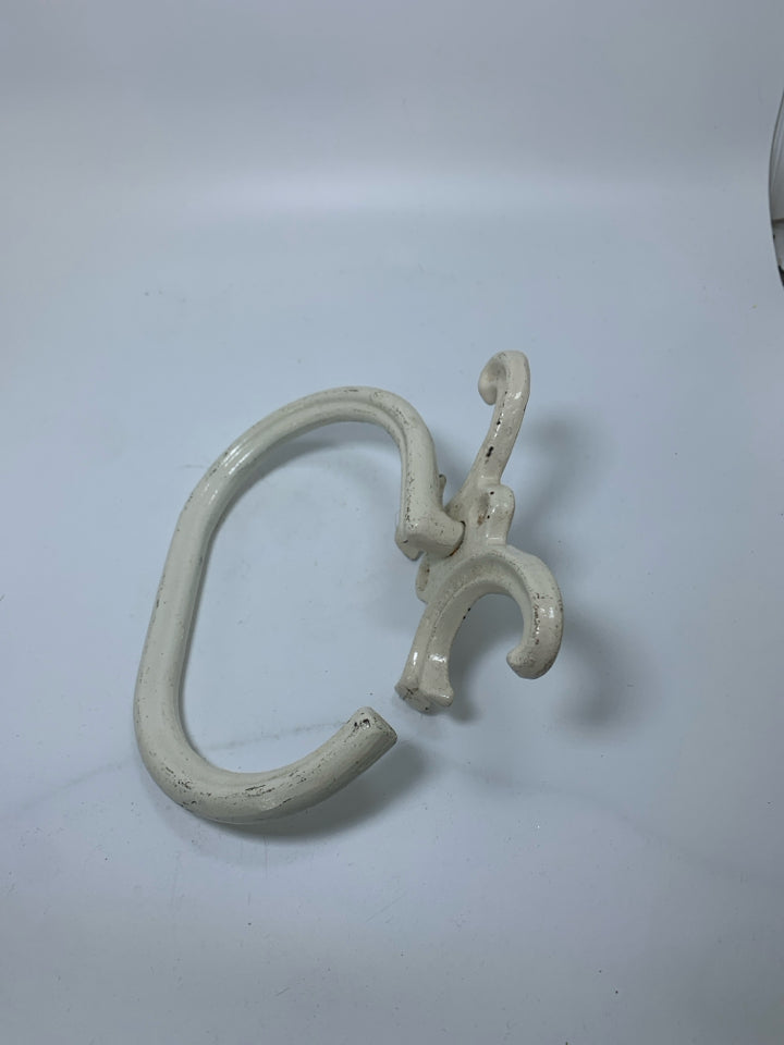 WHITE HEAVY METAL TOILET PAPER WALL MOUNT.