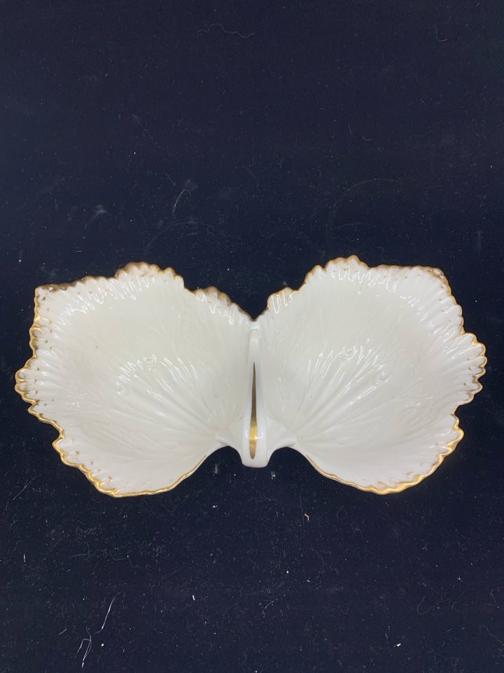 LENOX 2 SECTION LEAF PATTERN BOWLS.