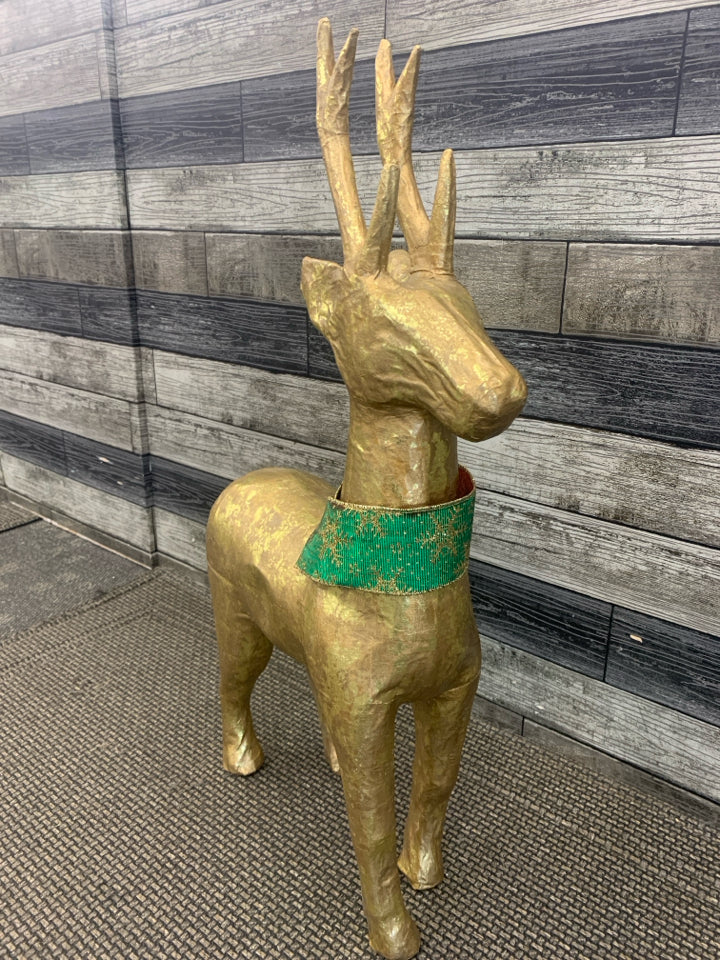 GOLD PAPER MACHE REINDEER.
