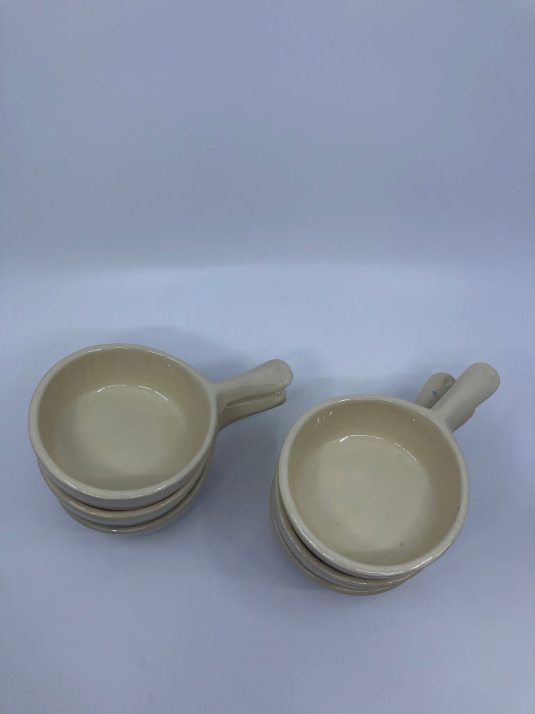 6 VTG LUG SIDE HANDLE SOUP BOWLS.