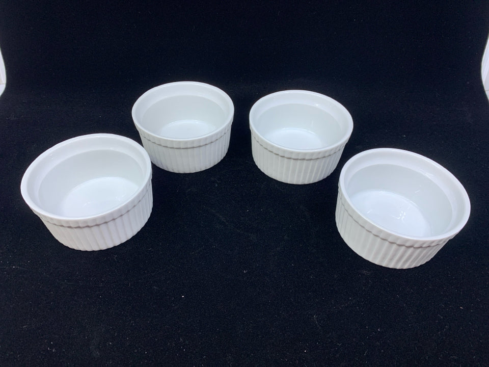 4 WHITE CORDON BLEU RAMIKENS.