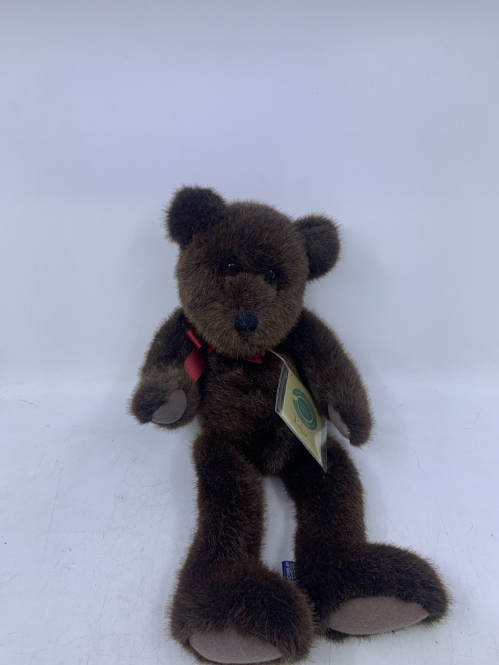 DARK BROWN BEAR W/ MAROON BOW BOYDS BEAR.