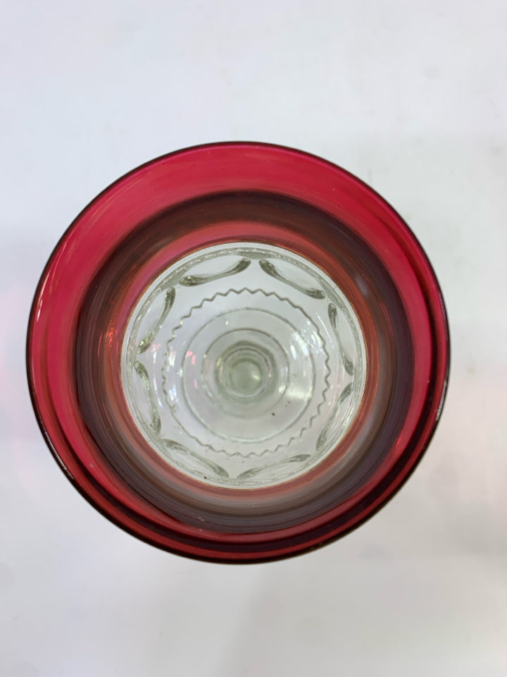 8PC VTG KINGS CROWN RED WATER GOBLETS.