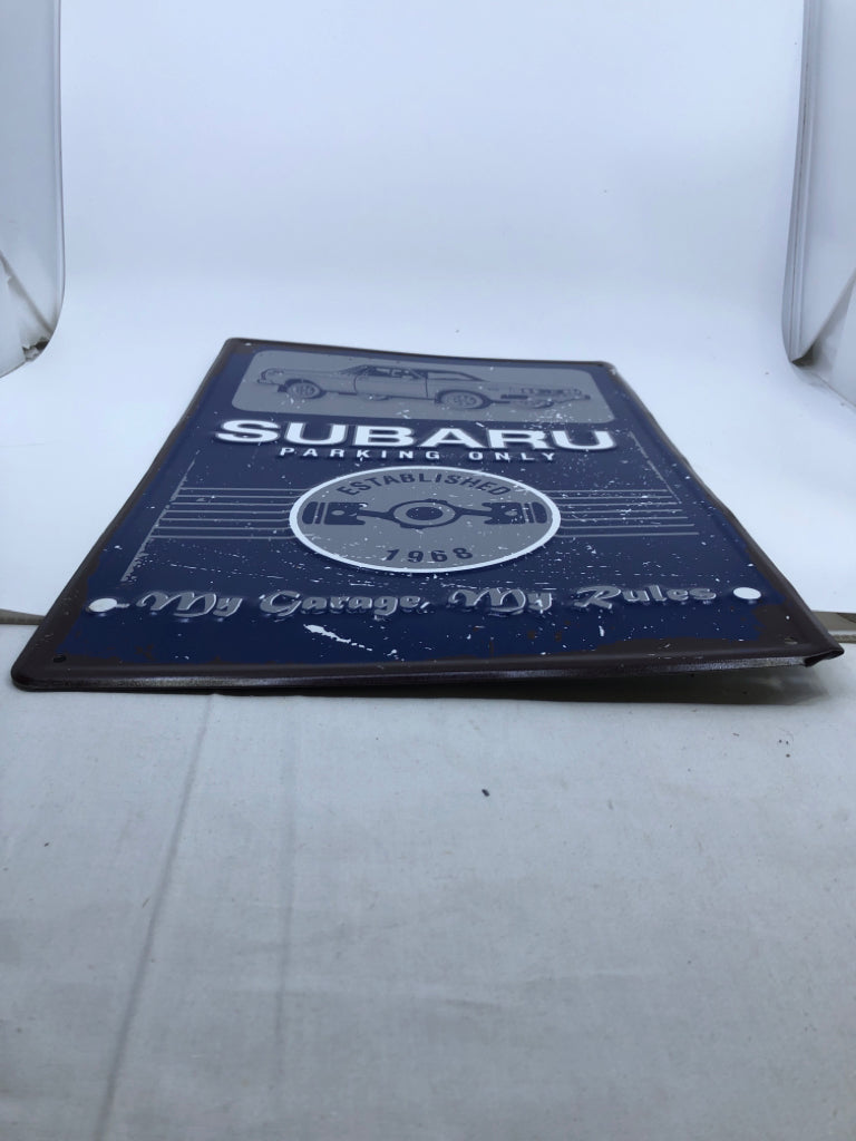 BLUE SUBARU METAL SIGN.