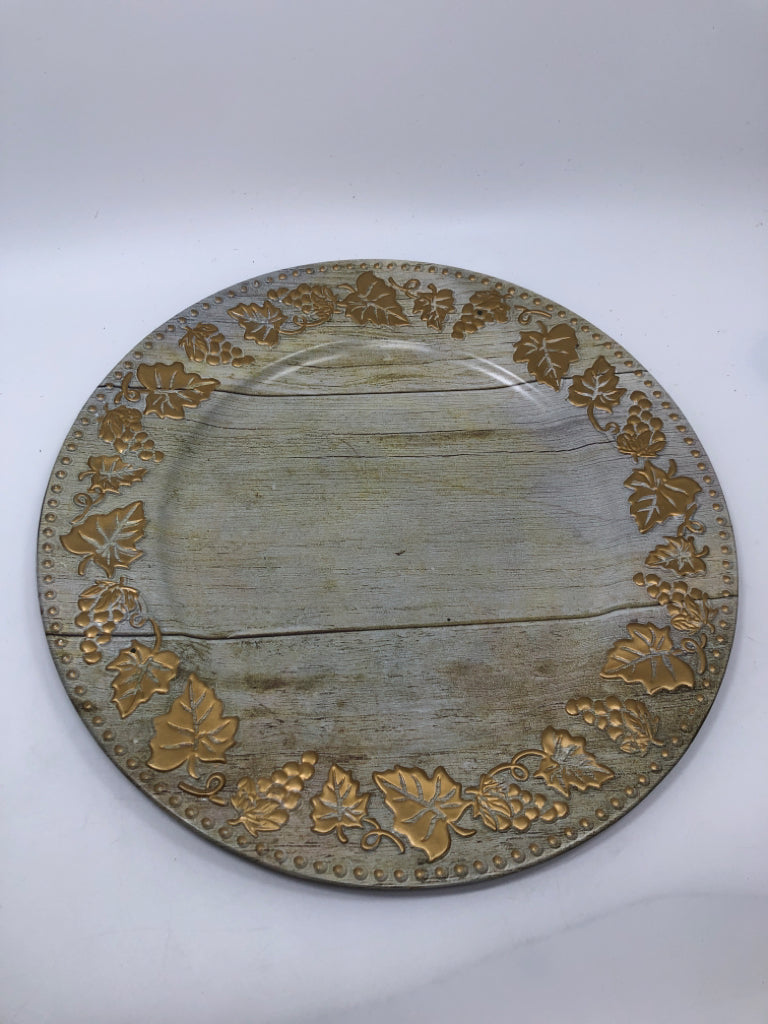 MELAMINE GOLD LEAF SERVING PLATE.