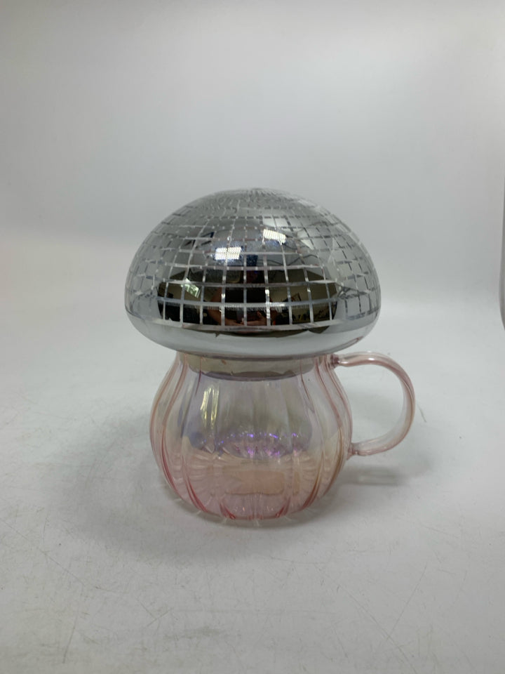 DELICATE IRIDESCENT MUG W/ DISCO BALL CAP.