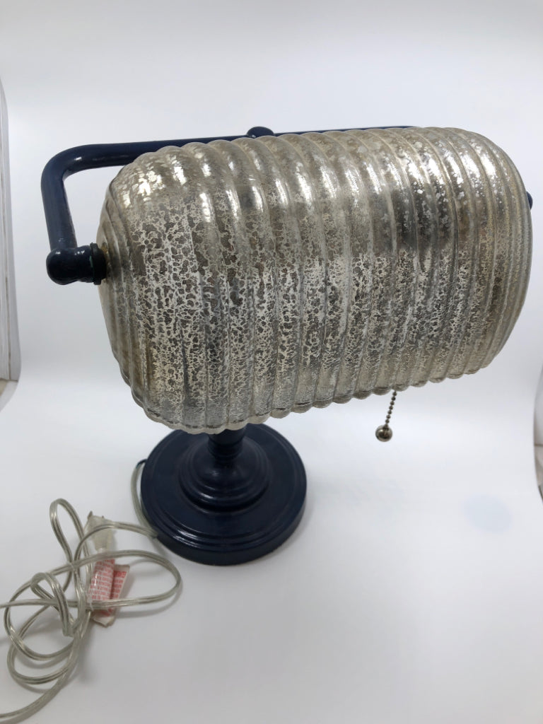 MERCURY GLASS BANKERS LAMP.