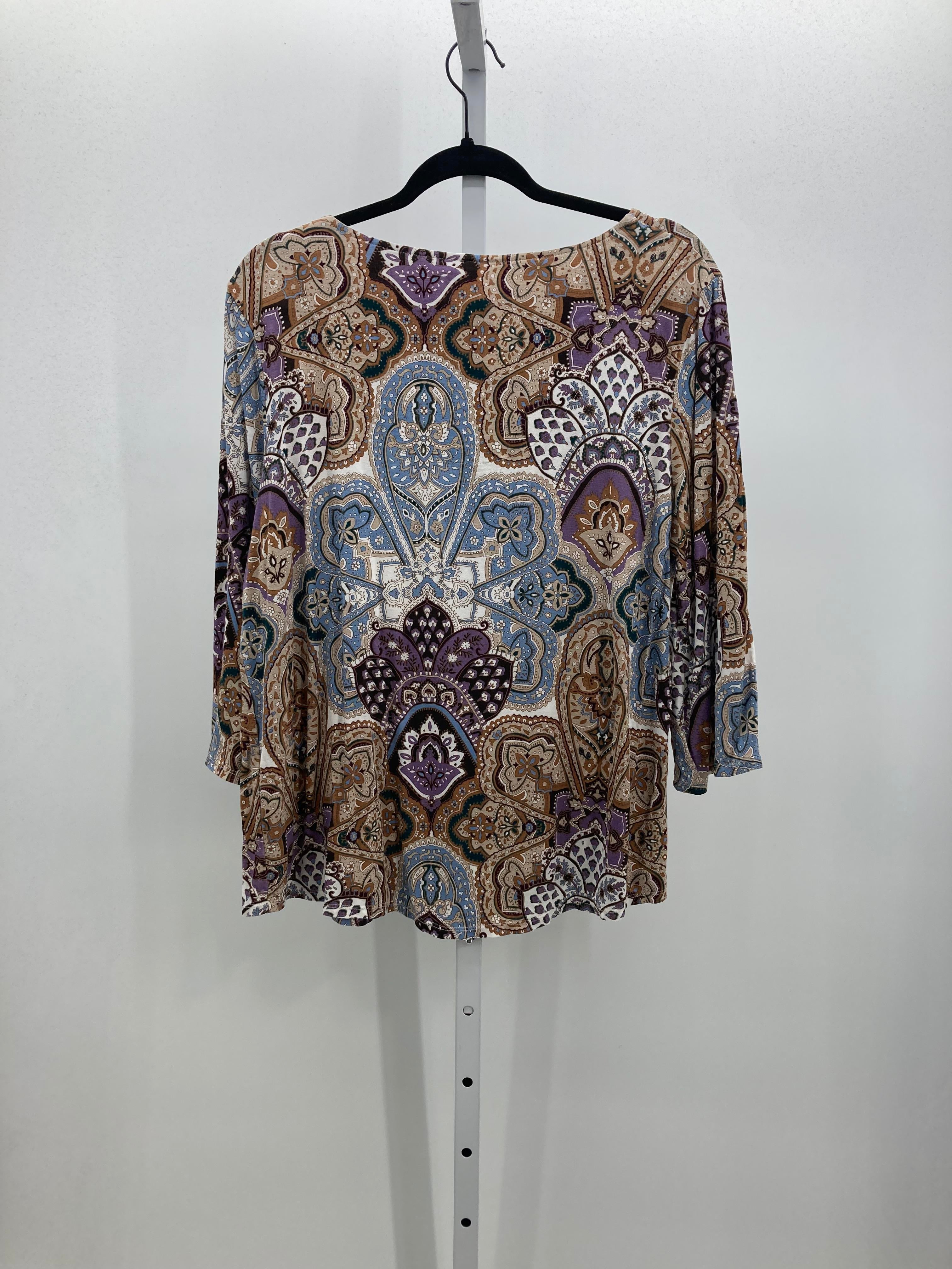 Chico's Size Medium Misses 3/4 Sleeve Shirt