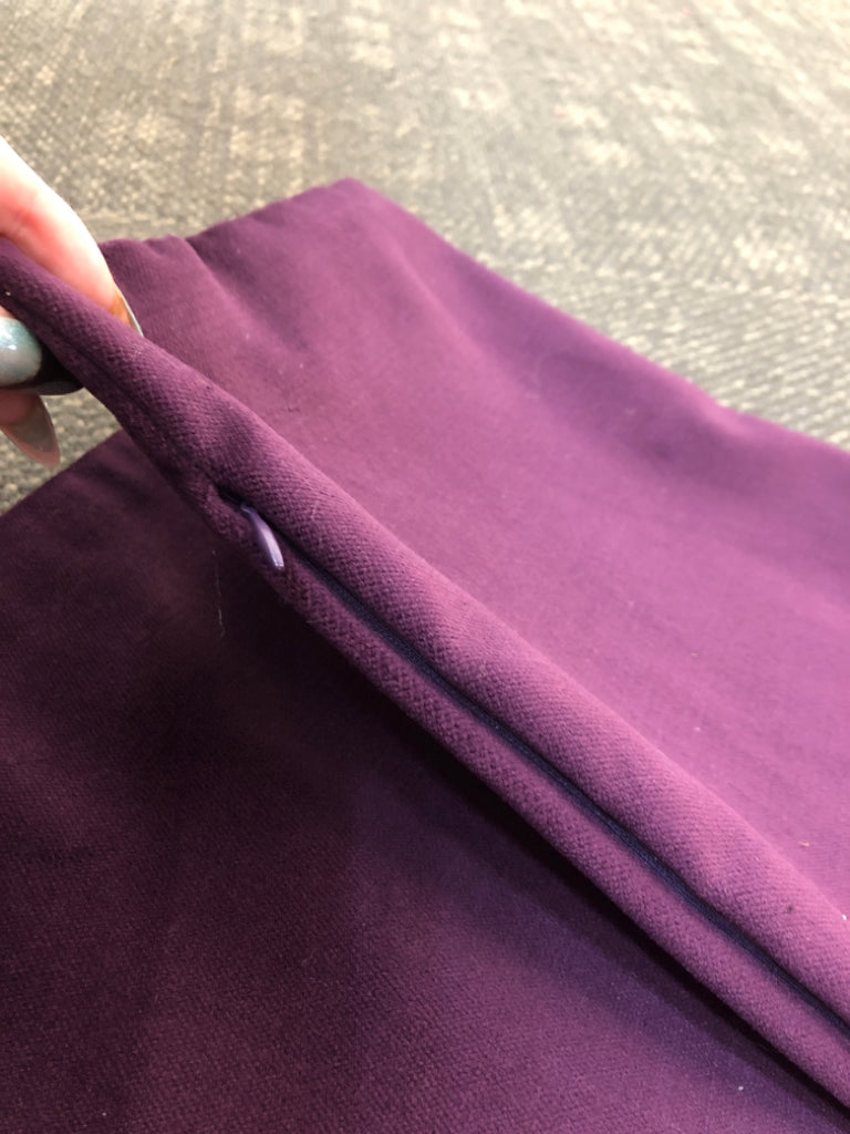 2 PURPLE VELVET PILLOW COVERS.