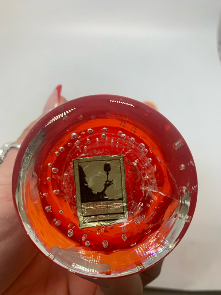 VTG HANDKERCHIEF BLOWN GLASS VASE W/ BUBBLES.