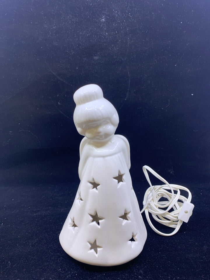 WHITE CERAMIC LIGHT UP ANGEL.