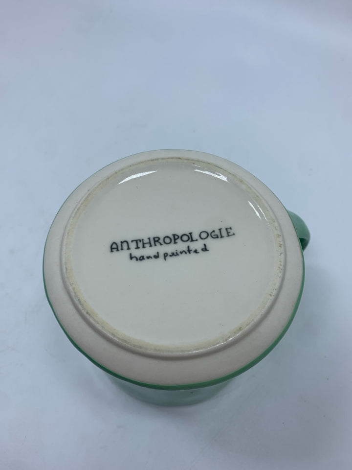 ANTHROPOLOGIE TEAL "M" MUG.