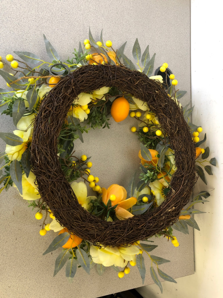 YELLOW & ORANGE FLOWER WREATH.