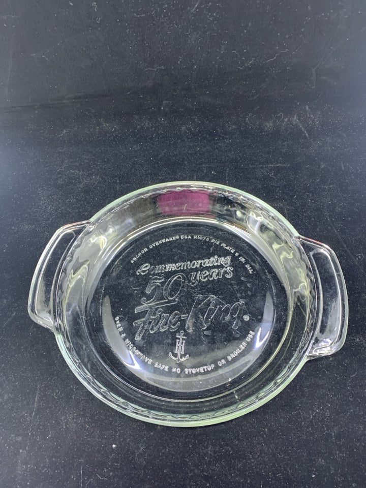 COMMEMORATING 50 YEARS GLASS PIE DISH.