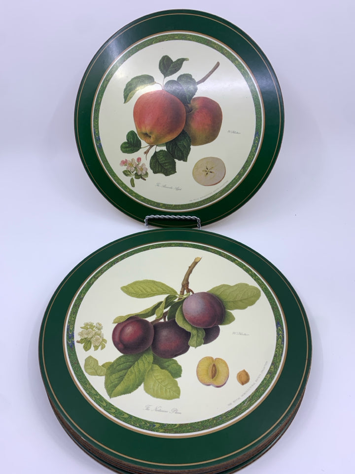 6 VTG ROUND FRUIT COASTERS.