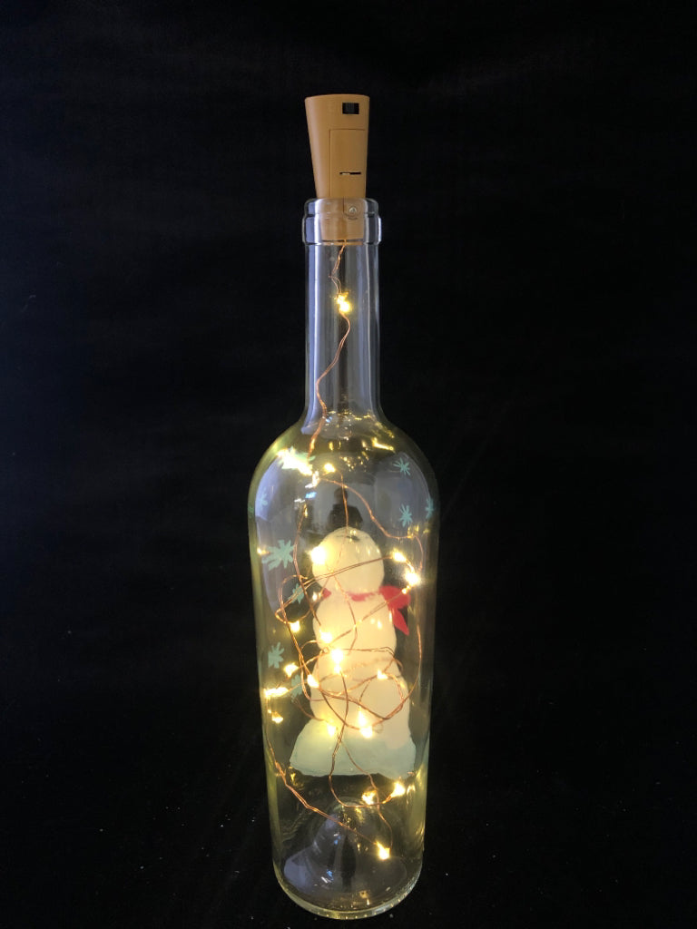 LIGHT UP SNOWMAN WINE BOTTLE.