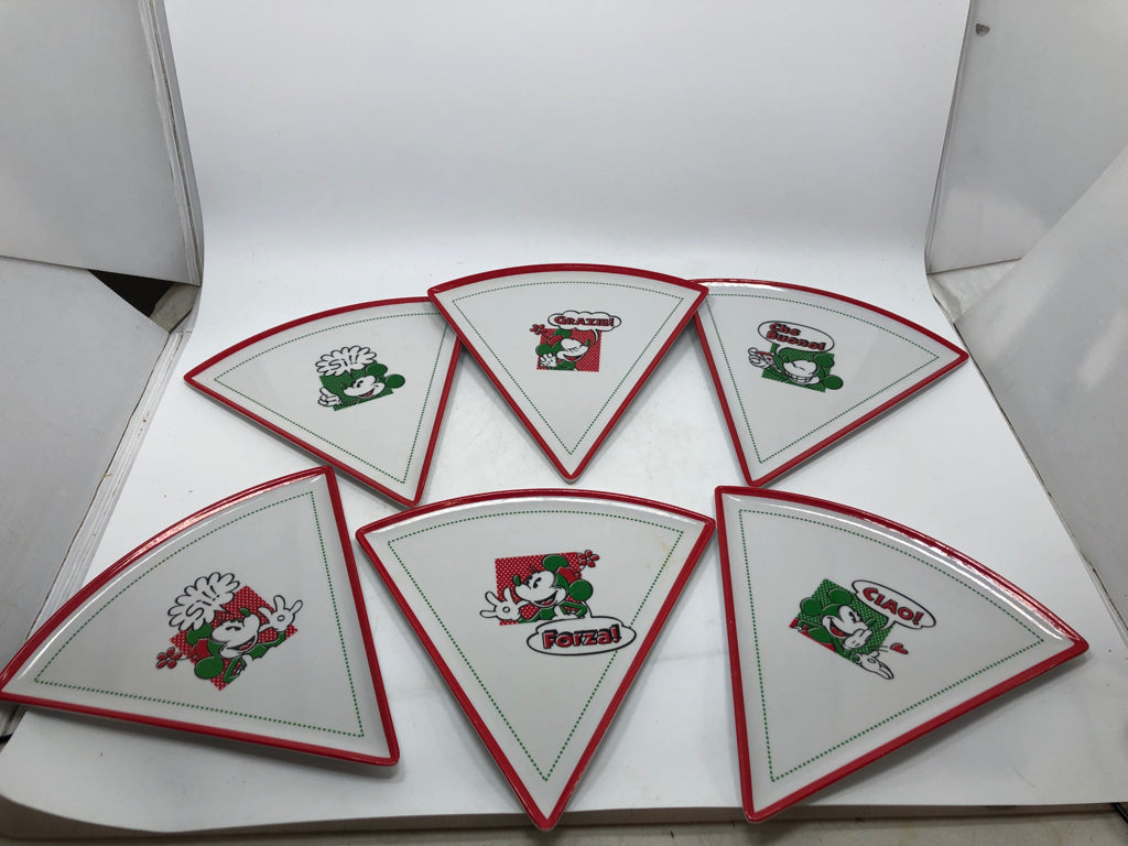 6 ITALIAN MICKEY MELAMINE PIZZA PLATES.