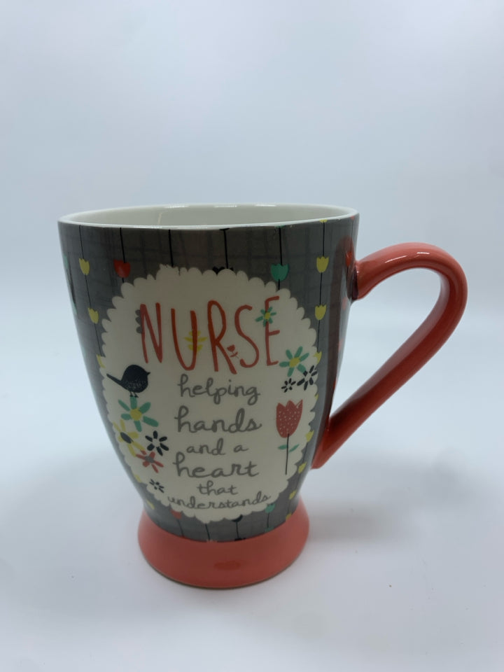 GREY/PINK NURSE MUG.
