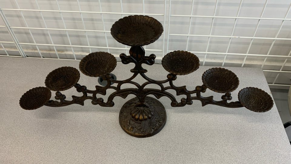 HEAVY 7-CANDLE HOLDER METAL CANDELABRA.