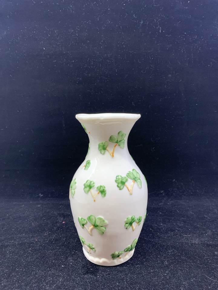 WHITE SHAMROCK VASE.