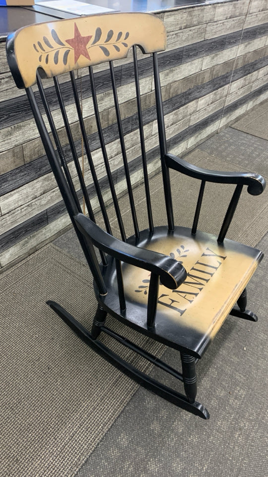 PRIMITIVE FAMILY PAINTED ROCKING CHAIR.