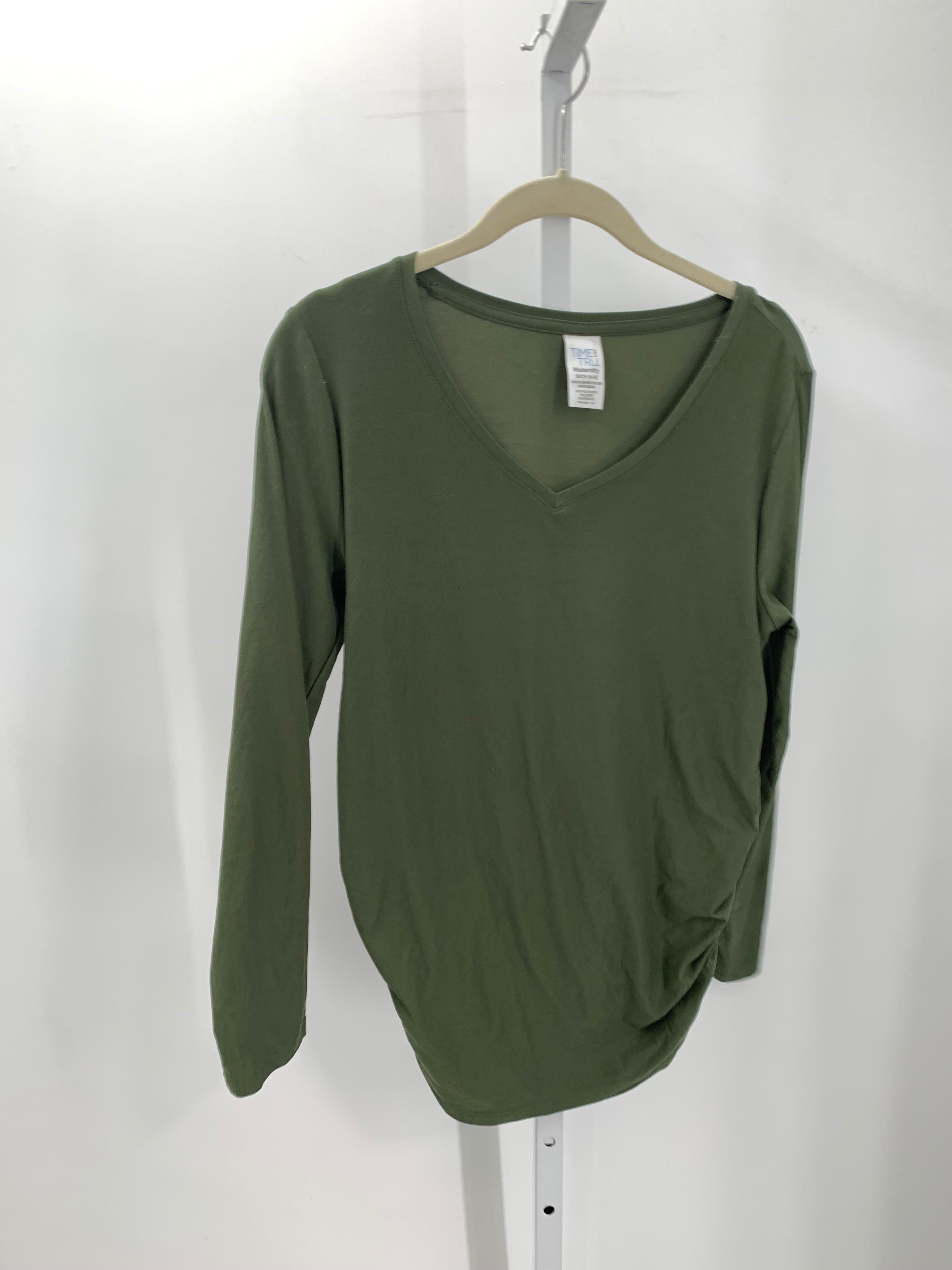 Time and Tru Green Size Small Maternity Long Sleeve Shirt